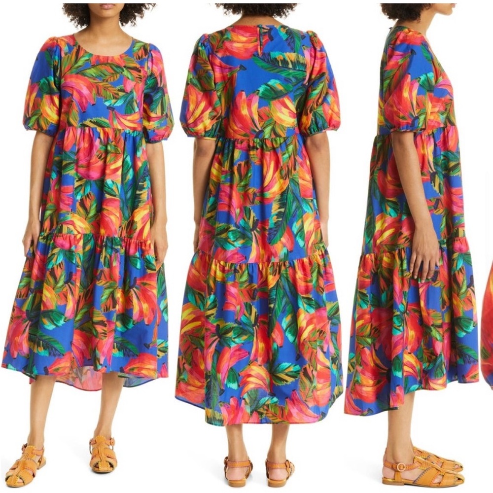 FARM RIO Banana Mix Midi Dress